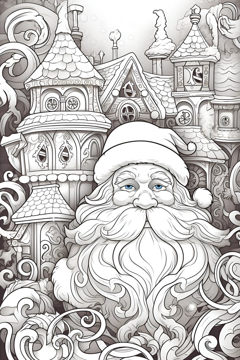 100 Pages Christmas PDF Coloring Book Printable Xmas Santa - Etsy France