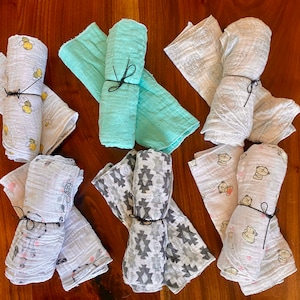 Muslin Swaddle Blanket with Burp Cloth