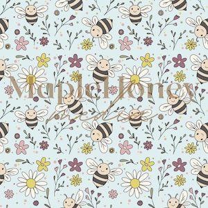 Bee Doodle Seamless Pattern, Instant Download, Cute Bee Pattern, Digital Download, Handdrawn Bee Seamless File