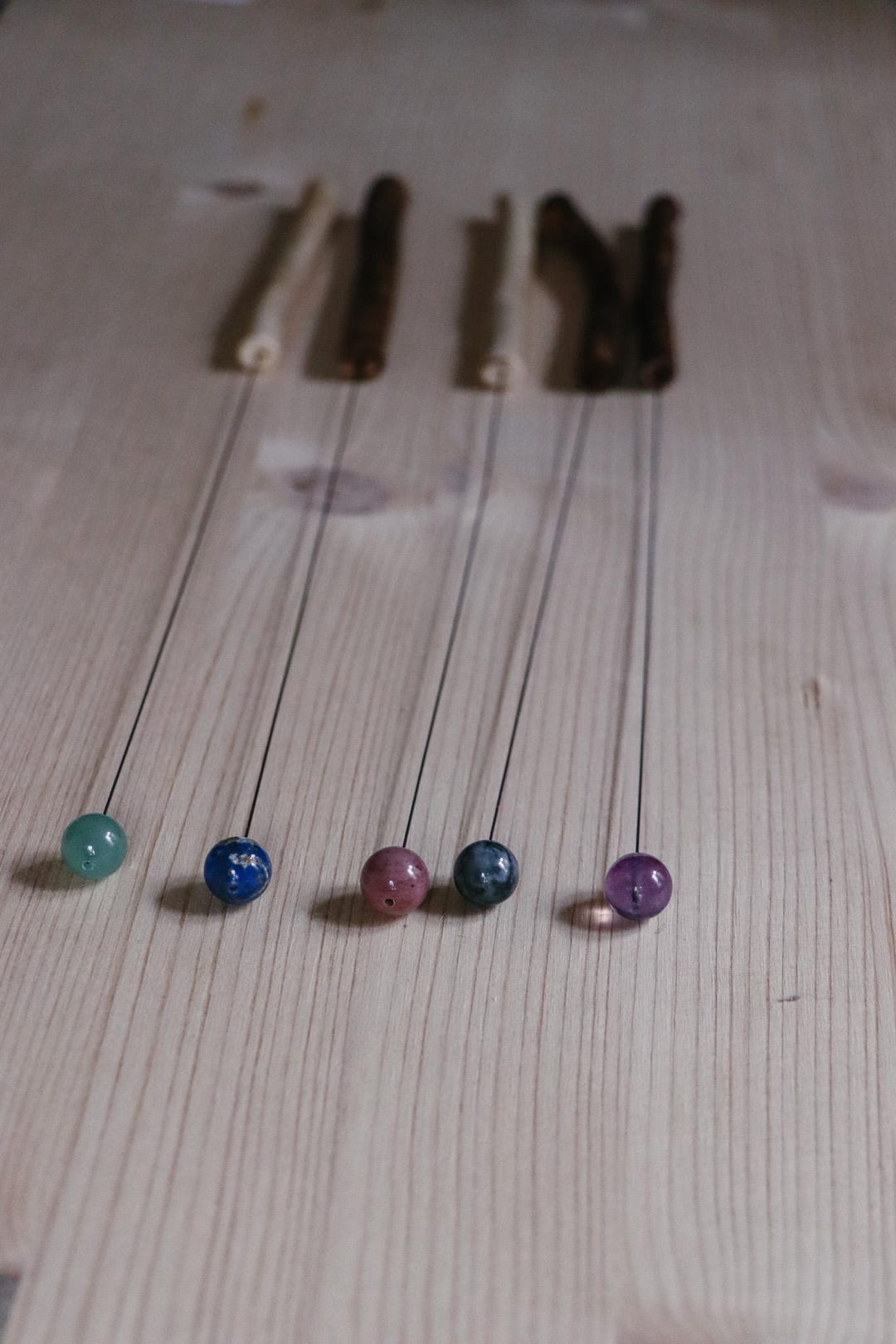Bio Tensor / Rod Made of Real Wood Handle & Stone Bead With Carrying ...