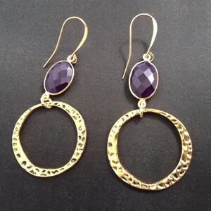 Spectacular Gold Vermeil & Purple Dangly Earrings