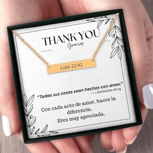 Cadeauketting verzorger met 1 Korintiërs 16:14 – Gepersonaliseerde christelijke sieraden voor leraar, instructeur | Gracias-kaart aandenken