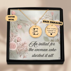 Collar floral con inicial personalizado - Collar con "E" personalizado en oro, oro rosa o acero inoxidable, regalo minimalista para ella
