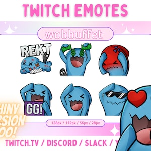 Wobbuffet - Cute Twitch & Discord Emotes Pack