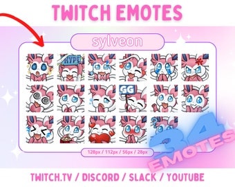 Sylveon Eevee - Cute Twitch & Discord Emotes Pack