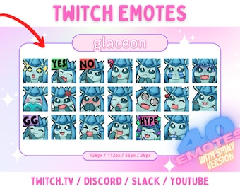 Glaceon Eevee - Twitch と Discord 用のエモート パック