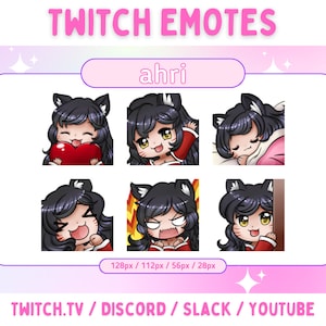 Ahri - Cute Twitch & Discord Emotes Pack lol
