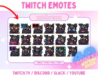 Umbreon Eevee - Cute Twitch & Discord Emotes Pack