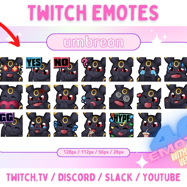 Umbreon Eevee - Cute Twitch & Discord Emotes Pack