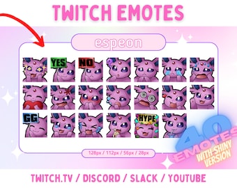 Espeon Eevee - かわいい Twitch & Discord エモート パック