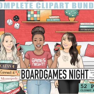 Kit de planificador nocturno de juegos de mesa, pegatinas imprimibles del planificador nocturno de juegos, archivos de sublimación de amigos jugadores, paquete de imágenes prediseñadas de Besties de naipes