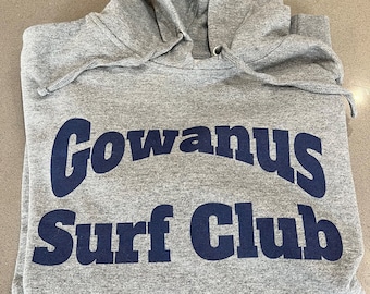 Gowanus Surf Club Classic Logo Hoodie Sweatshirt in Athletic Gray  | All Sizes | Classic Surf Apparel from Brooklyn NYC | Serving Gowanus