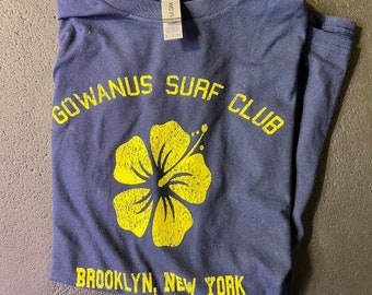 OVERSTOCK SALE | Gowanus Surf Club Navy Blue Hibiscus T-Shirt | All Sizes | Classic Surf Apparel from Brooklyn USA | Keep Surfing! |