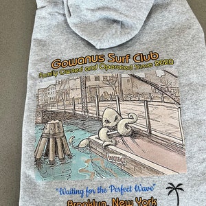Gowanus Surf Club Athletic Gray Swamp Octopus Hoodie Sweatshirt | All Sizes | Brooklyn&#39;s Favorite Surf Shop | Gowanus Canal | Sludgy Lives!