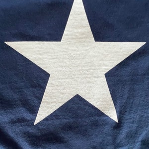 May include: A white five-pointed star on a dark blue background.