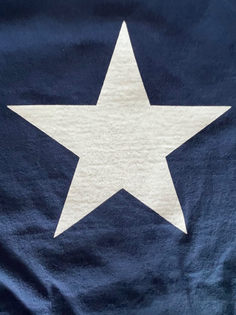 May include: A white five-pointed star on a dark blue background.