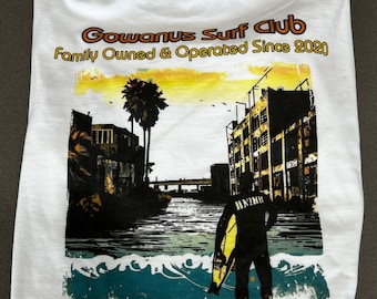 Gowanus Surf Club's "Future of the Gowanus Canal" Surf T-Shirt | Classic Vintage Retro Style Surf Apparel | Brooklyn NYC Surf Shop Shirts |