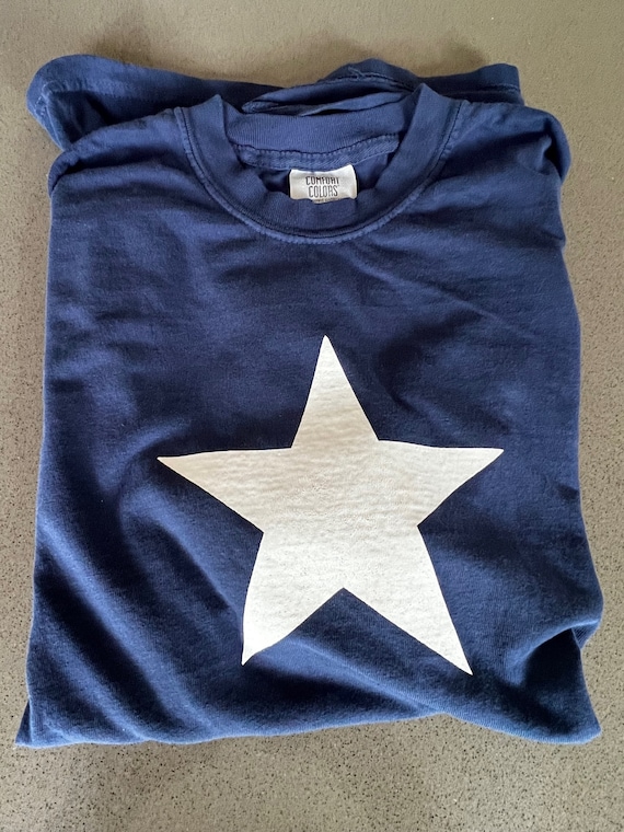 Gowanus Surf Club Navy Retro Star Surf T-Shirt | All Sizes | Two-Sided Design | Retro Surf Shirt from Brooklyn NYC Surf Shop | 1980's Surf
