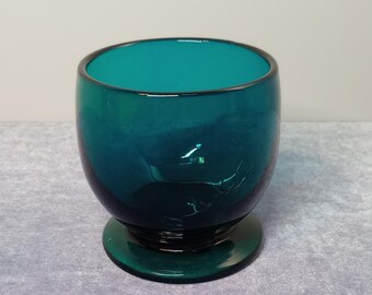 Antique Hand Blown Green Blue Glass Drinking Cup