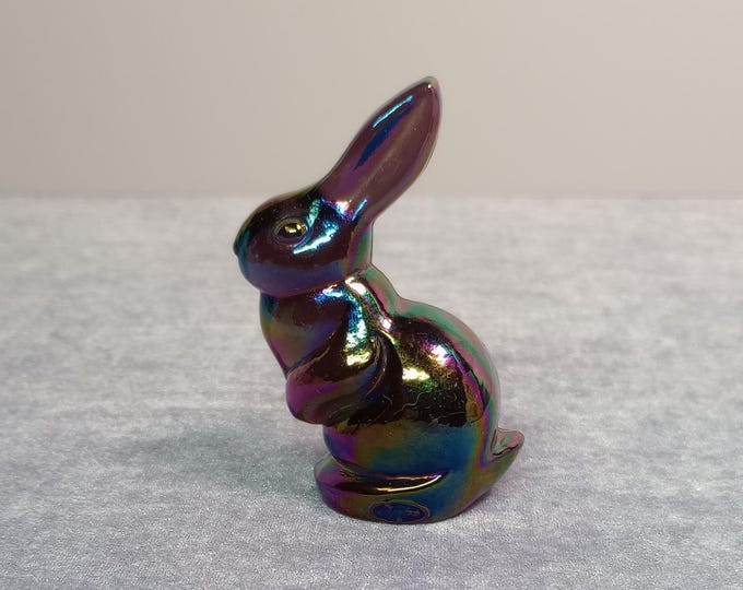Fenton Carnival Glass Bunny Rabbit Figurine, Beautiful Iridescent ...