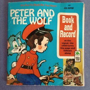 Peter & the Wolf Book and Record #1953 Peter Pan 45 Children's Story 1971