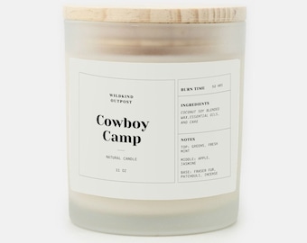 Hiker Lingo Candle, Cowboy Camp, Soy Wax, Hand Poured, Camping, Camping Gift, Outdoor Gift, Hiking gifts for Men, Hiking Gifts for Women