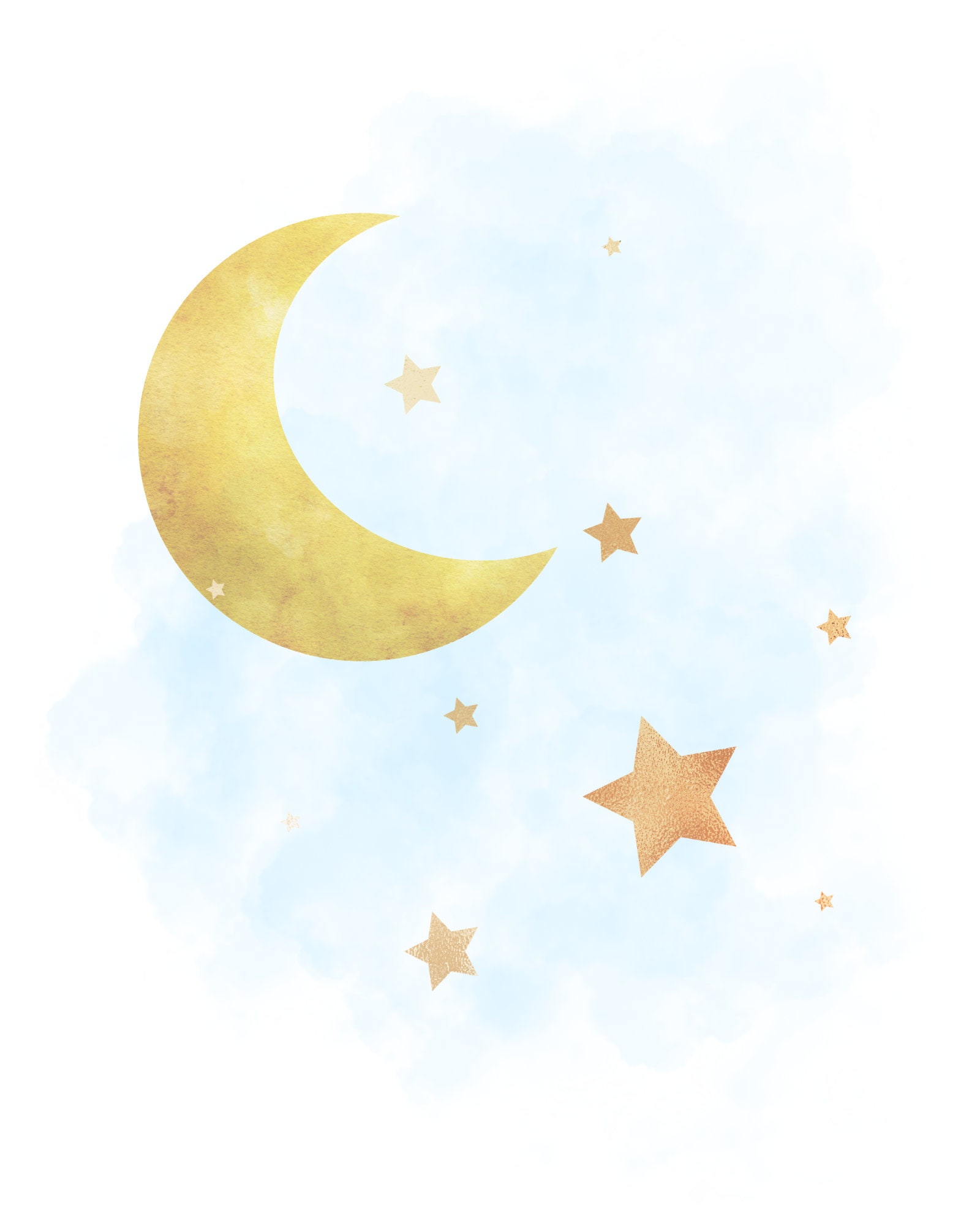 Moon and Stars Wall Art - Nursery Decor - Printable Art - Digital ...