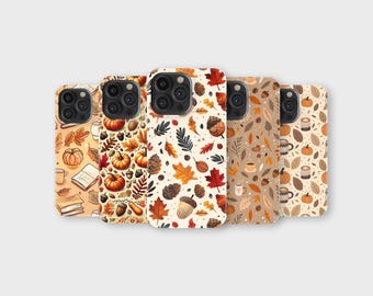 Custodia per telefono autunnale con foglie autunnali, zucca e caffè, estetica, per iPhone 17 Pro Max 16 15 14 13 12 11 X 8 Plus Samsung S25 Ultra S24 S23 S22