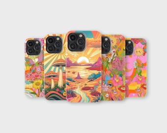 Psychedelic Phone Case for iPhone Samsung – Retro Trippy Colorful 70s Cover