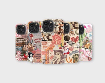 Western Cowgirl Collage Phone Case Y2K Rodeo Retro Cowboy Phone Cover for iPhone 17 Pro Max 16 15 14 13 12 11 X 8 Plus Samsung S25 Ultra S24