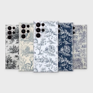 Toile de Jouy Phone Case French Vintage Phone Cover for Samsung S25 Ultra S24 S23 S22 S21 S20 FE S10 S9 S8 S7 Note 20 10 9 A56 A36 A26 A16