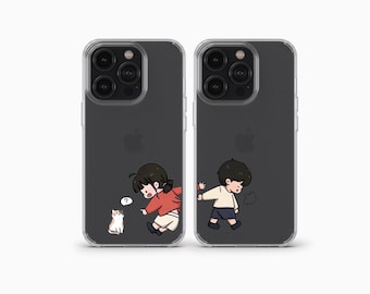 Matching Anime Couple Phone Case, Cute Cartoon Art