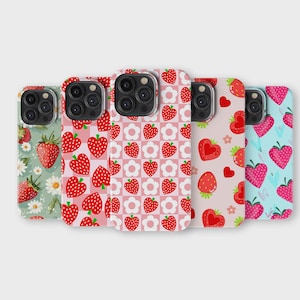 Strawberry Phone Case Cute Fruits Phone Cover for iPhone 16 Pro Max 15 14 13 12 11 X 8 7 6 Samsung S25 Ultra S24 S23 S22 S21 S20 FE A56 A16