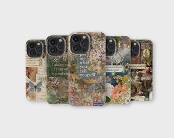 Capa para celular estilo Cottagecore Collage, com estampa floral estética.