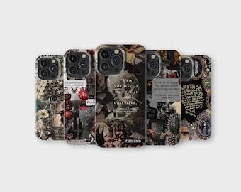 Dark Academia Aesthetic Handyhülle Vintage Bücher Gothic Mood Cover für iPhone 16 Pro Max 15 14 13 12 11 X 8 7 Samsung S25 Ultra S24 S23 S22