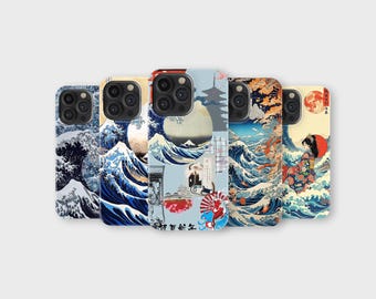 Hokusai Japanese Wave Phone Case Kanagawa Art Ukiyo-e Cover for iPhone 16 Pro Max 15 14 13 12 11 X 8 7 Samsung S25 Ultra S24 S23 S22 S21 S20