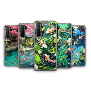 Koi Fish Phone Case Japanese Garden Art Cover for Huawei P40 P30 Mate 20 Xiaomi 14 13 12 11 Redmi Note 13 12 11