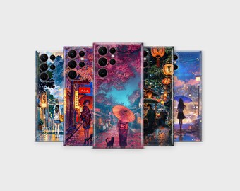 Japanese Street Phone Case Aesthetic Anime Art Phone Cover for Samsung S25 Ultra S24 S23 S22 S21 S20 FE S10 S9 S8 Note 20 A56 A36 A26 A16