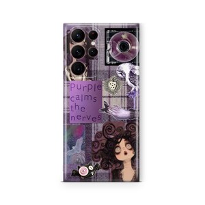 Dark Purple Gothic Phone Case – Witchy Moon Raven Occult Cover for Samsung Style #4