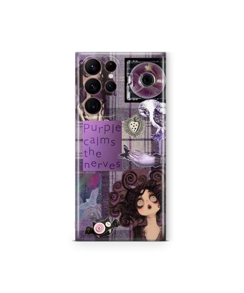Dark Purple Gothic Phone Case – Witchy Moon Raven Occult Cover for Samsung Style #4