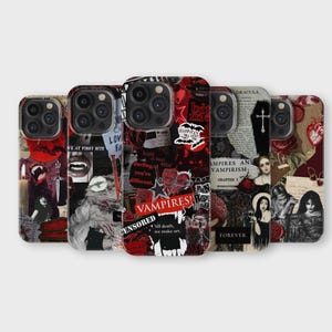 Vampire Phone Case Gothic Aesthetic Collage Phone Cover for iPhone 16 Pro Max 15 14 13 12 11 X 8 7 Samsung S25 Ultra S24 S23 S22 S21 S20 FE