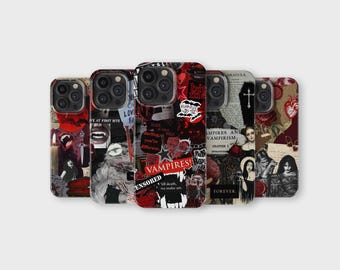 Vampire Phone Case Gothic Aesthetic Collage Phone Cover for iPhone 16 Pro Max 15 14 13 12 11 X 8 7 Samsung S25 Ultra S24 S23 S22 S21 S20 FE