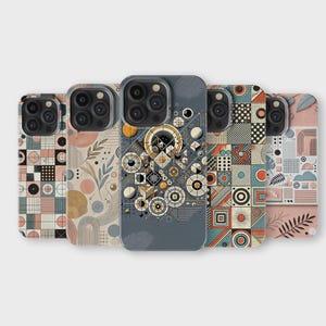 Abstract Geometric Phone Case Minimalist Aesthetic Cover for iPhone 16 Pro Max 15 14 13 12 11 X 8 7 6 Samsung S25 Ultra S24 S23 S22 S21 S20