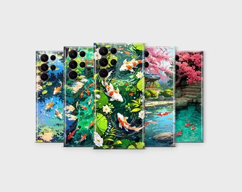 Koi Fish Phone Case Japanese Art Cover for Samsung S25 Ultra S24 S23 S22 S21 S20 FE S10 S9 S8 S7 Note 20 10 9 A56 A36 A26 A16 A17