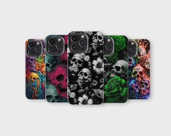 Skull Phone Case Gothic Skeleton Horror Phone Cover for iPhone 16 Pro Max 15 14 13 12 11 X 8 7 6 Samsung S25 Ultra S24 S23 S22 S21 S20 FE