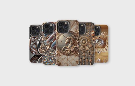 Bling & Glam Phone Case Gold Diamond Glitter Luxury Design for iPhone 16 Pro Max 15 14 13 12 11 X 8 7 6 Samsung S25 Ultra S24 S23 S22 S21