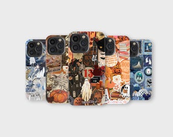 Spooky Ghost Phone Case Halloween Aesthetic Collage Cover for iPhone 16 Pro Max 15 14 13 12 11 X 8 7 6 Plus Samsung S25 Ultra S24 S23 S22