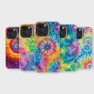 Colorful Tie Dye iPhone Case Retro Psychedelic Swirl Phone Cover for iPhone 16 Pro Max 15 14 13 12 11 X 8 7 Samsung S25 Ultra S24 S23 S22