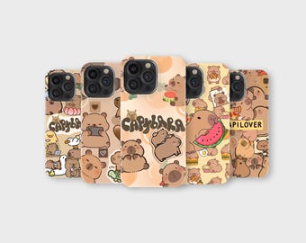 Capa de celular Capivara com estampa de animais fofos para iPhone 16 Pro Max 15 14 13 12 11 X 8 7 Samsung S25 Ultra S24 S23 S22 S21 S20 FE