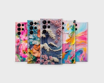 Abstract Floral Art Samsung Phone Case, Colorful UV Print